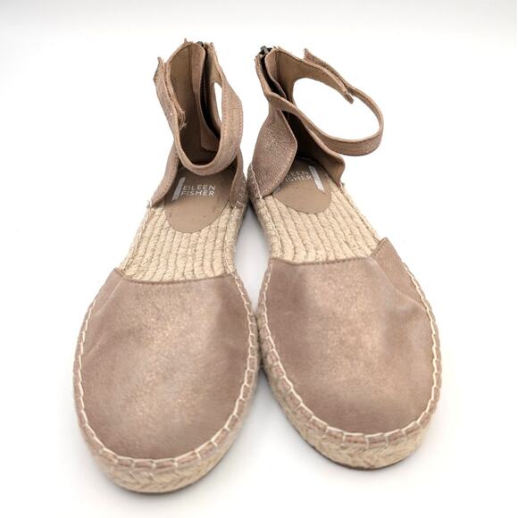 Eileen Fisher Lala Espadrille Flat Women's Closed Toe Light Gold Size US7 EU38 - Picture 2 of 12